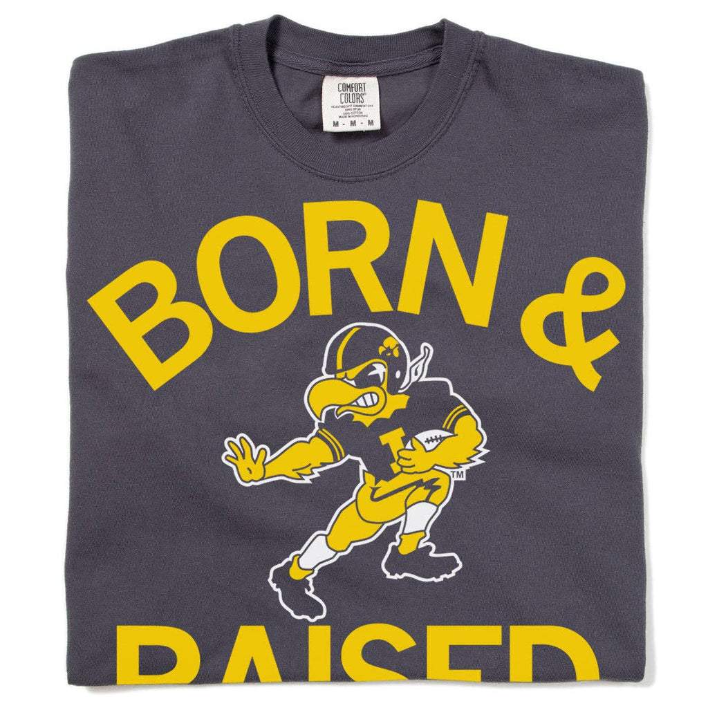 Hawkeyes Born Raised Vintage Heavyweight - Adult & Kids T-Shirts, Sweatshirts & Hoodies apparel design preview 1