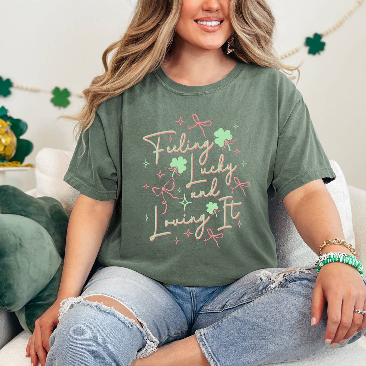 Feeling Lucky and Loving It - Adult & Kids T-Shirts, Sweatshirts & Hoodies apparel design preview 1