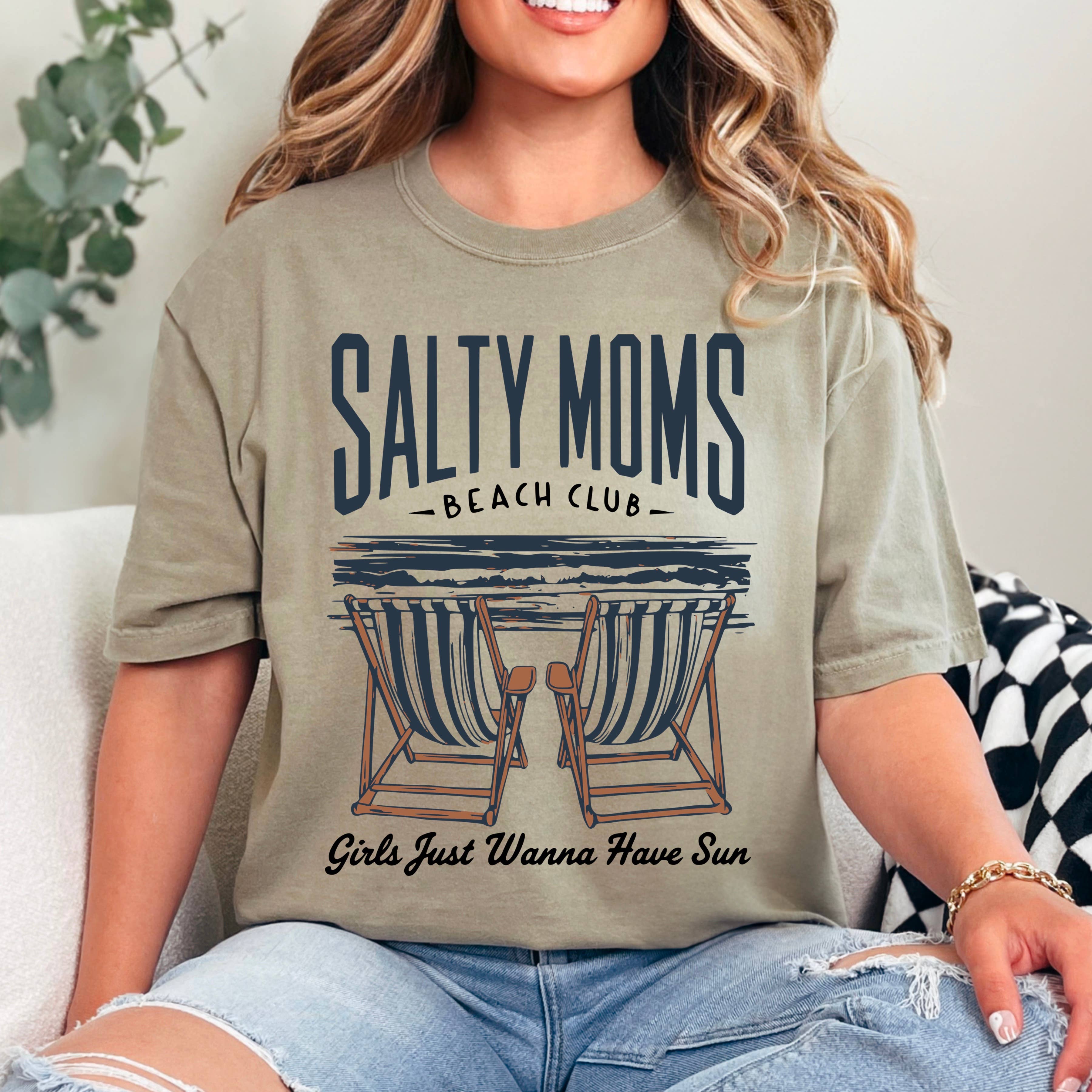 Salty Moms Beach Club Graphic Comfort Colors - Adult & Kids T-Shirts, Sweatshirts & Hoodies apparel design preview 1