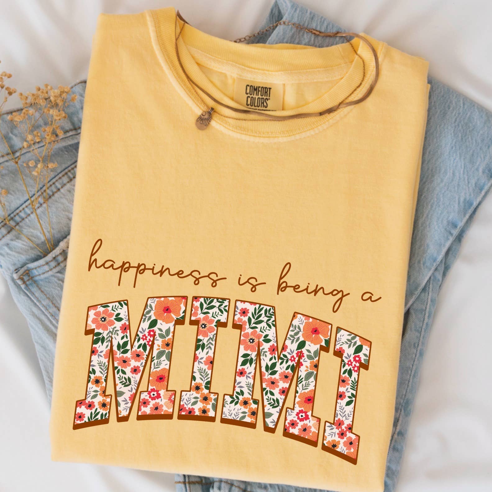 Happiness Is Being A Mimi Comfort Color Graphic - Adult & Kids T-Shirts, Sweatshirts & Hoodies apparel design preview 1
