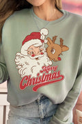 Santa and Rudolph Merry Christmas Graphic Brushed - Adult & Kids T-Shirts, Sweatshirts & Hoodies apparel design preview 1