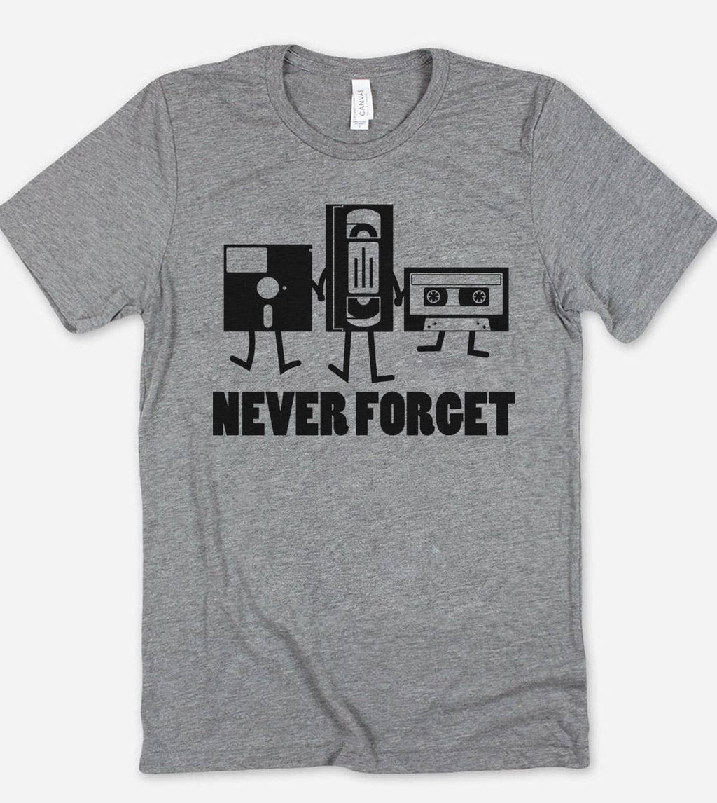Never Forget Vhs Cassette Floppy Disk Fun Retro - Adult & Kids T-Shirts, Sweatshirts & Hoodies apparel design preview 1