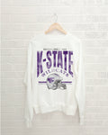Kansas State Wildcats Est. Helmet White Thrifted - Adult & Kids T-Shirts, Sweatshirts & Hoodies apparel design preview 1