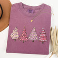 Pink Christmas Trees, Winter, Snow, Santa - Adult & Kids T-Shirts, Sweatshirts & Hoodies apparel design preview 1
