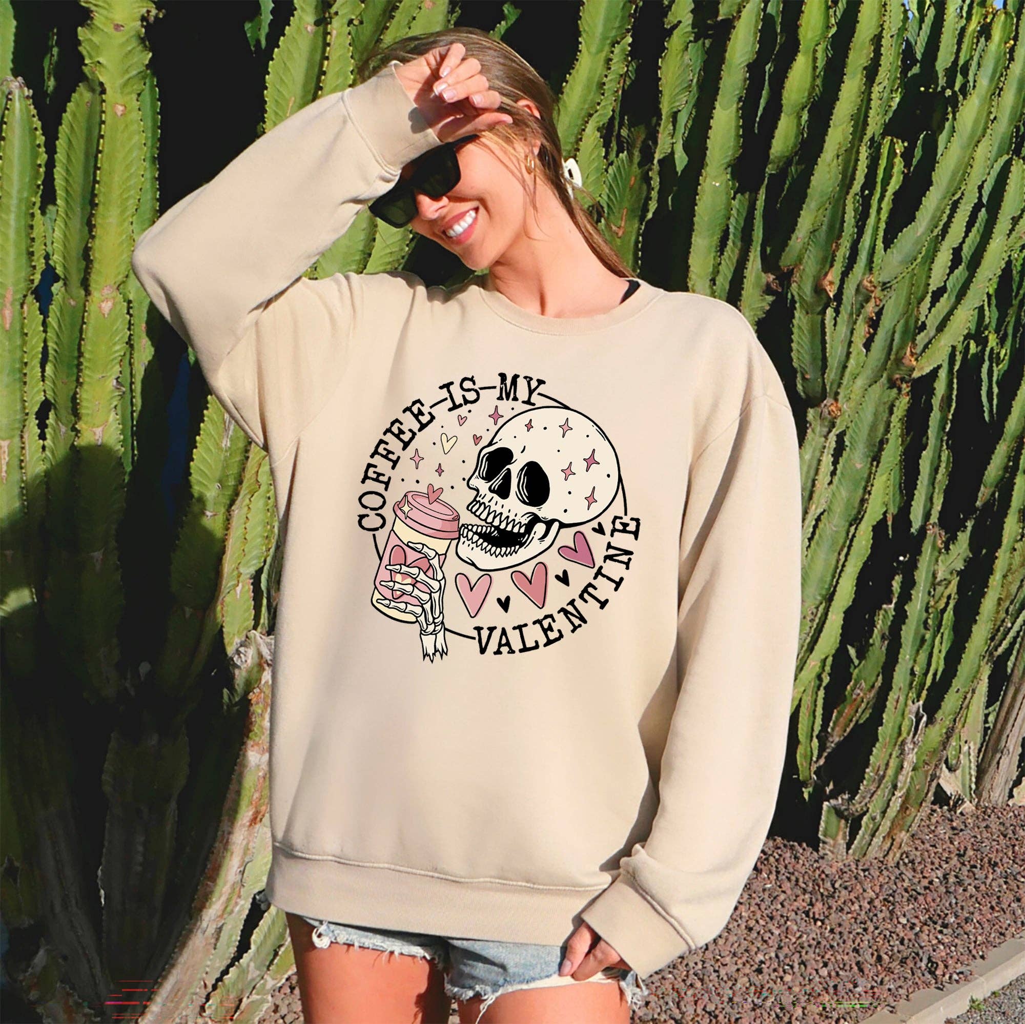 Coffee Is My Valentine, Skeleton, Caffeine, Vale - Adult & Kids T-Shirts, Sweatshirts & Hoodies apparel design preview 1