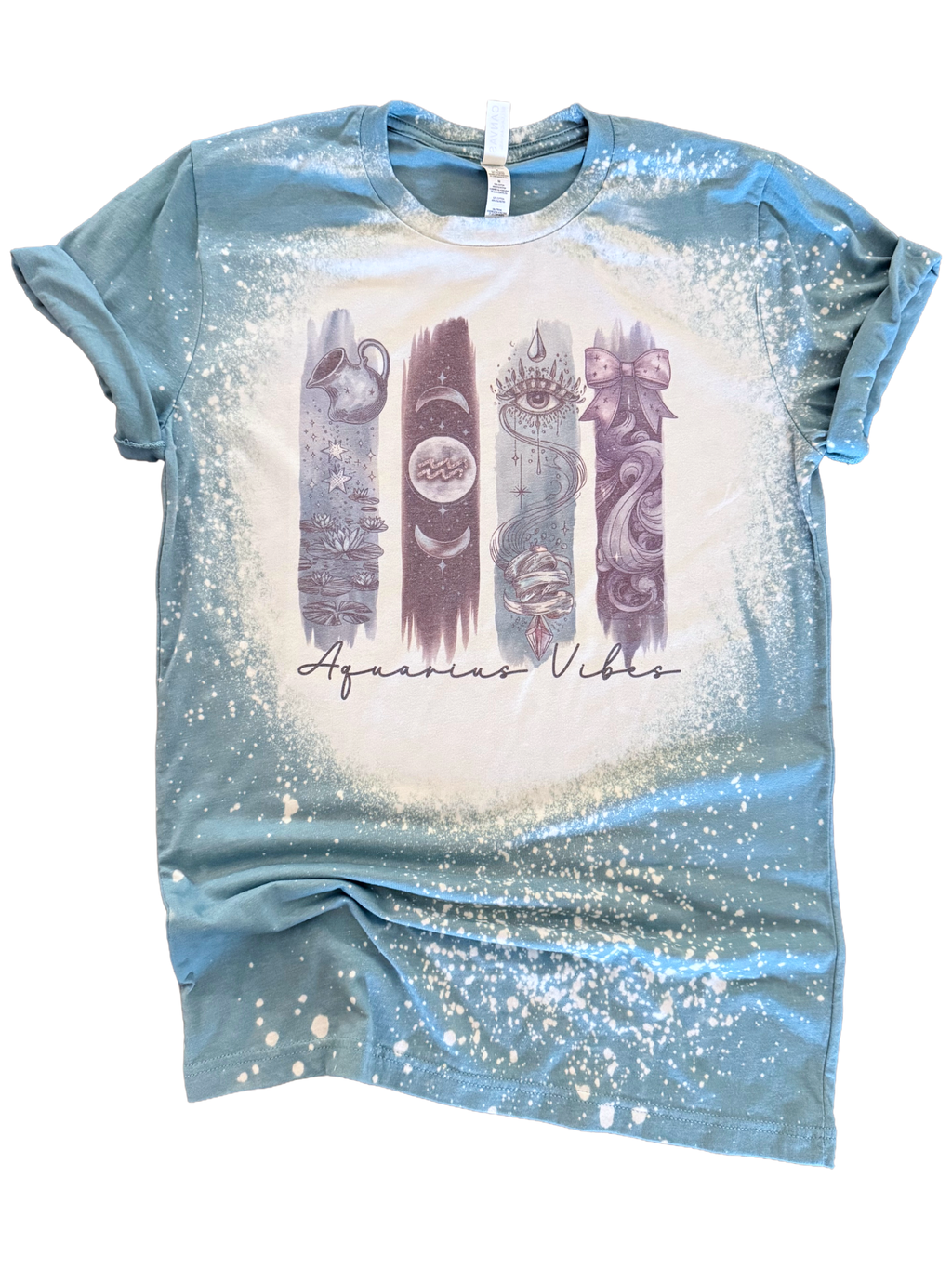Aquarius Vibes Zodiac Bleached - Adult & Kids T-Shirts, Sweatshirts & Hoodies apparel design preview 1