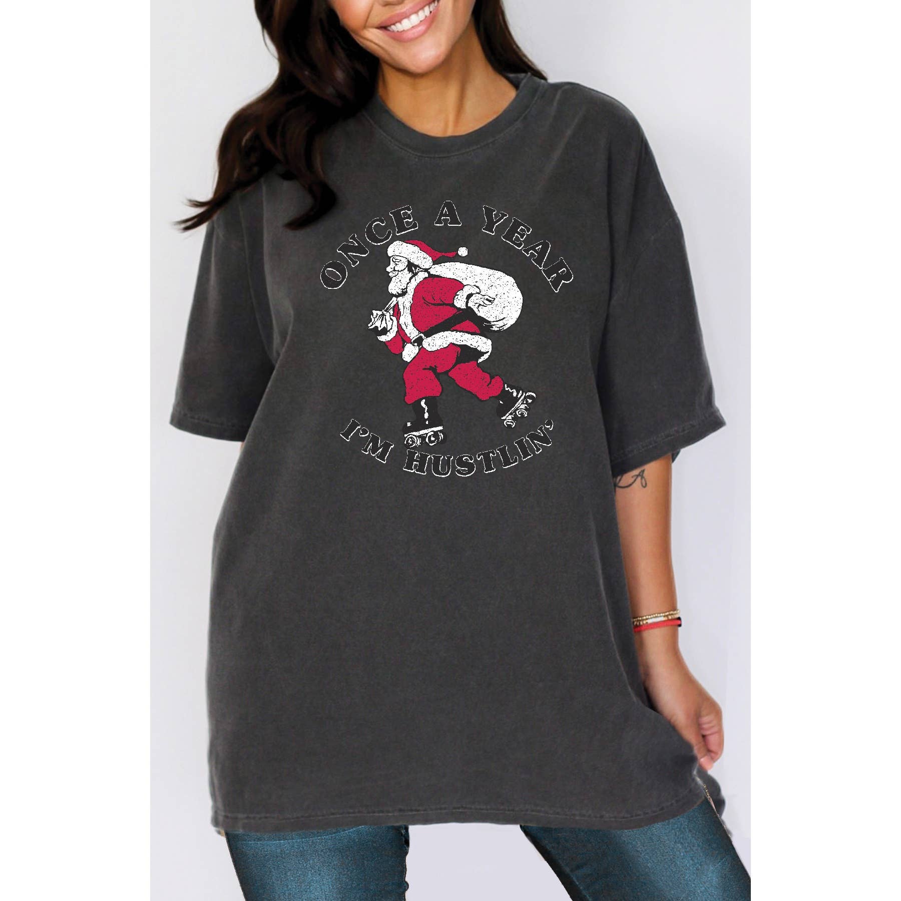 I Am Hustlin Santa Oversized Unisex T - Adult & Kids T-Shirts, Sweatshirts & Hoodies apparel design preview 1