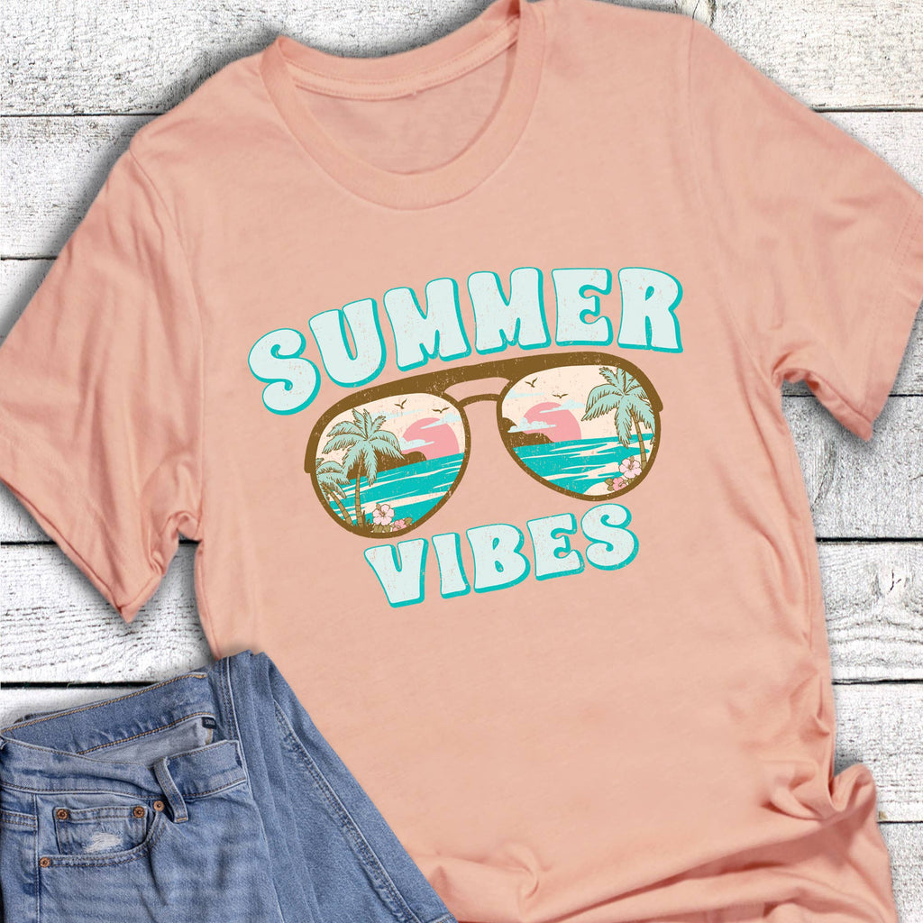 Summer Vibes Retro Shades Graphic - Adult & Kids T-Shirts, Sweatshirts & Hoodies apparel design preview 1