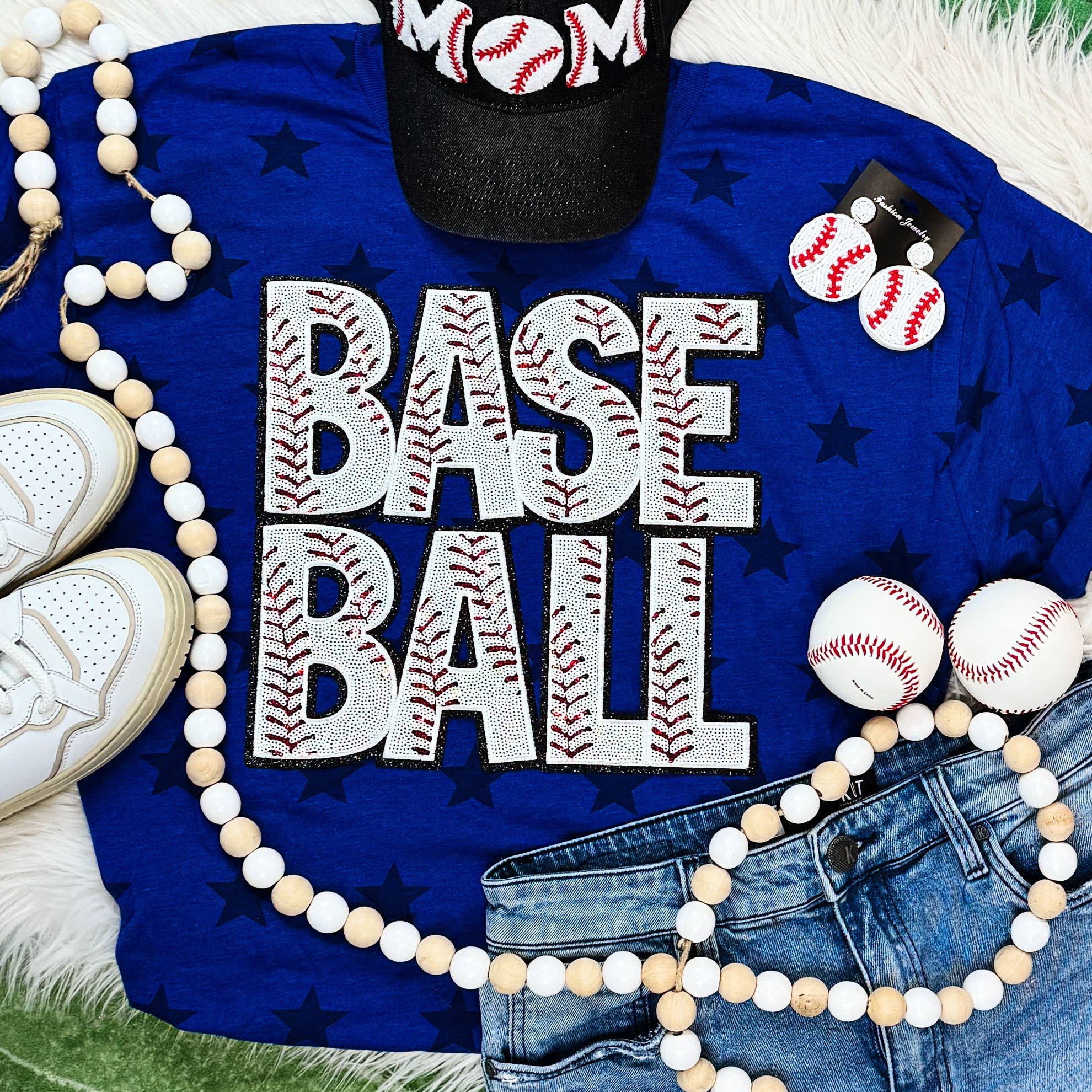 Sequin Baseball Word Star - Adult & Kids T-Shirts, Sweatshirts & Hoodies apparel design preview 1