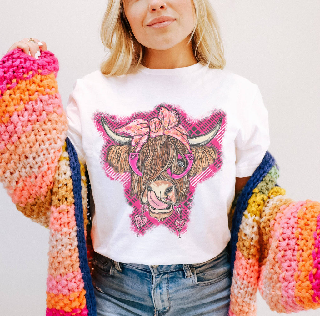 Valentine Highland Cow Valentines Day Graphic - Adult & Kids T-Shirts, Sweatshirts & Hoodies apparel design preview 1