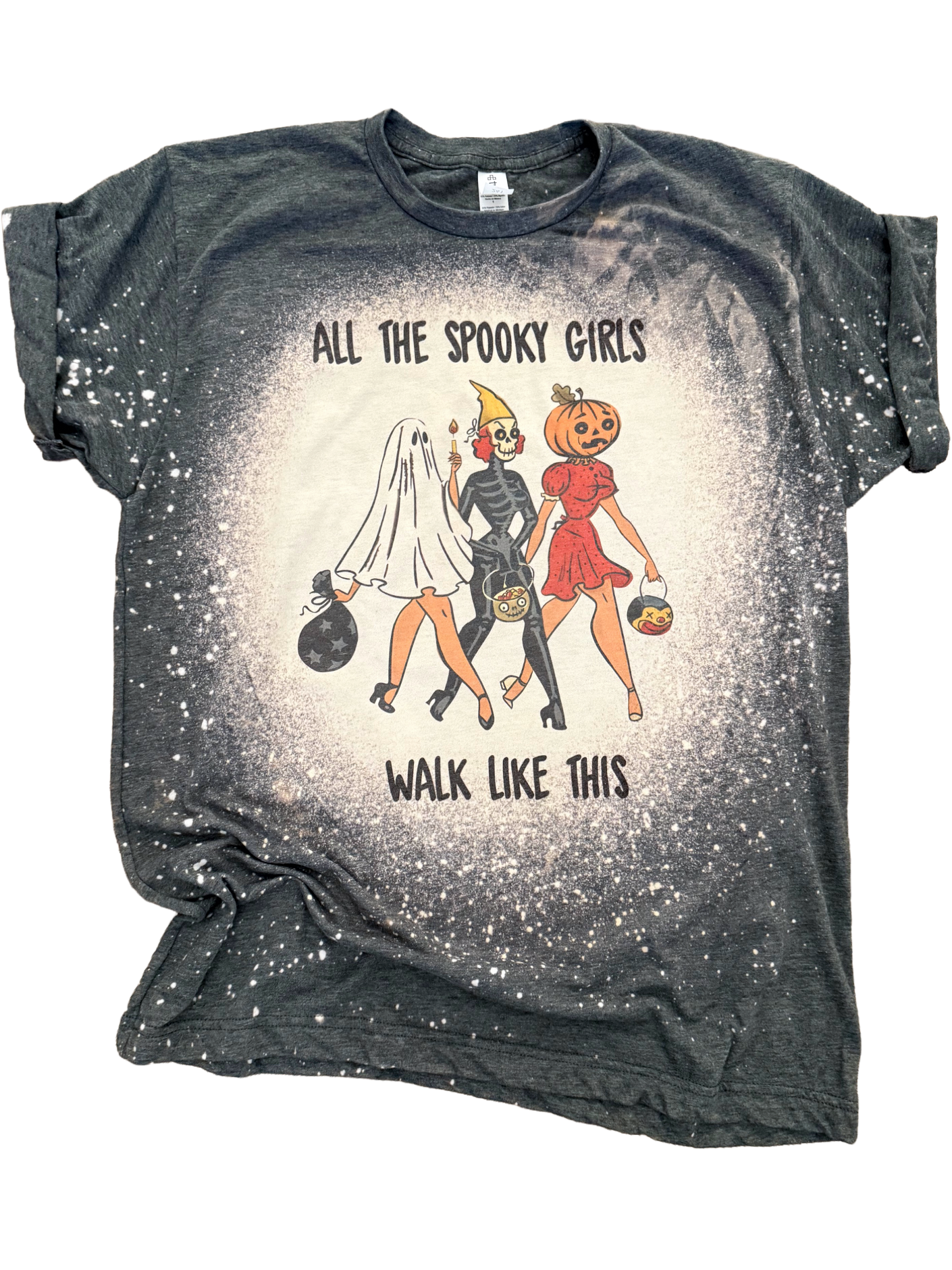 Spooky Girls Walk Like This Halloween Bleached - Adult & Kids T-Shirts, Sweatshirts & Hoodies apparel design preview 1