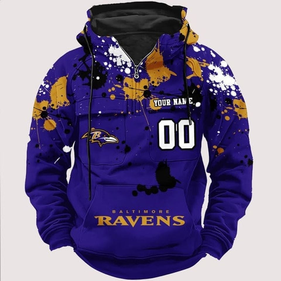 Personalized Baltimore Raven Paint-Splatter Custom - Adult & Kids T-Shirts, Sweatshirts & Hoodies apparel design preview 1