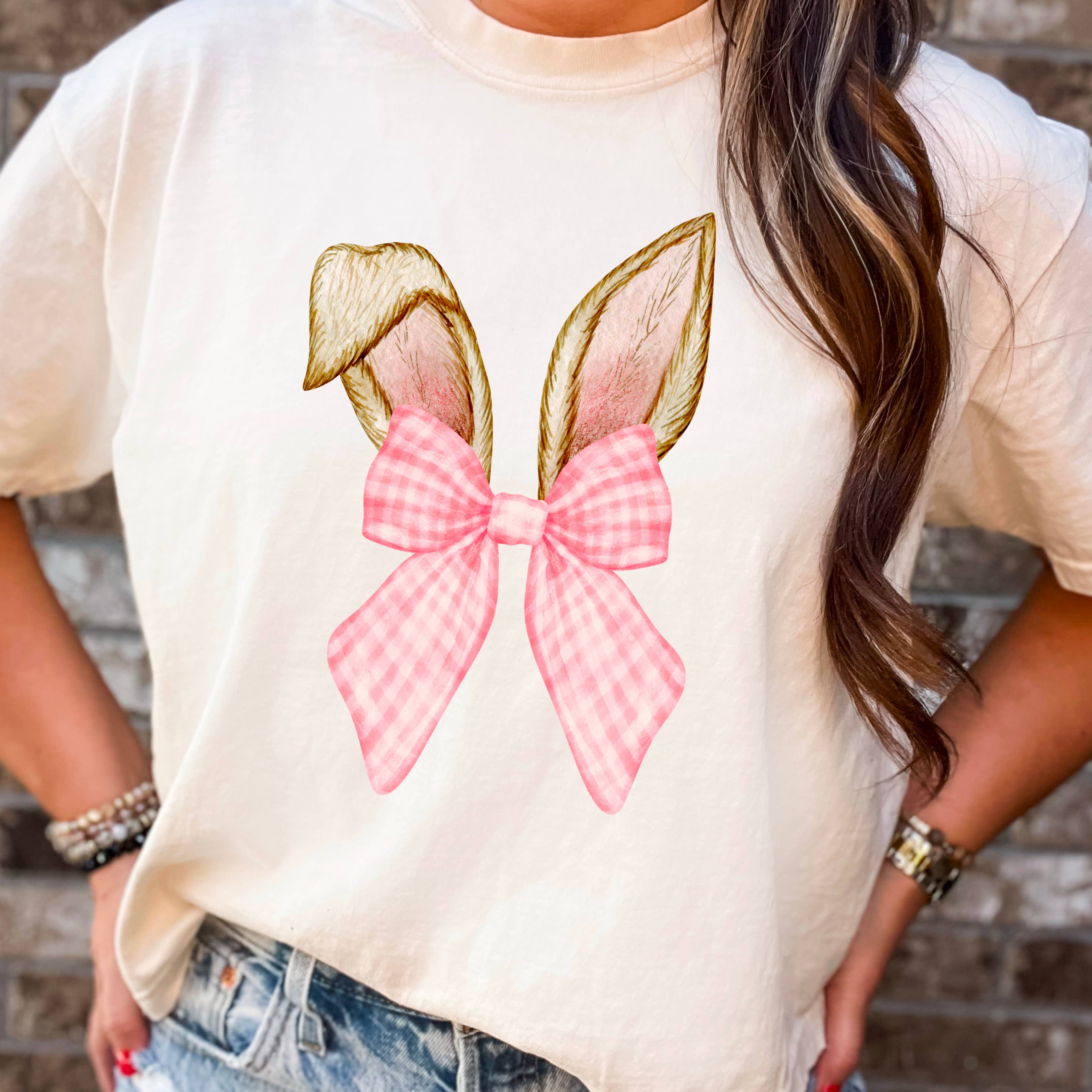 Coquette Easter Bunny Ears Graphic Comfort Colors - Adult & Kids T-Shirts, Sweatshirts & Hoodies apparel design preview 1