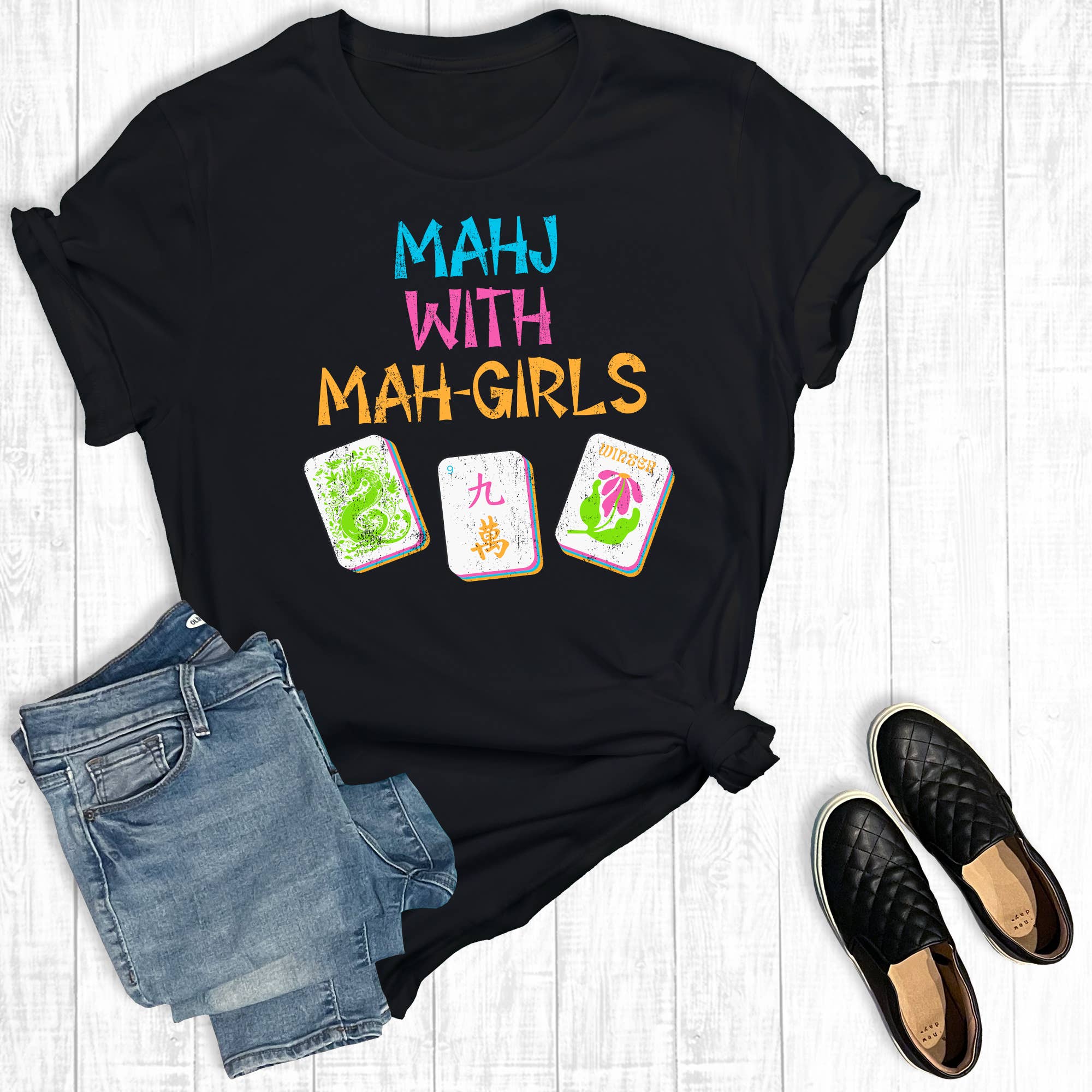 Retro Mahj with Mah Girls Graphic - Adult & Kids T-Shirts, Sweatshirts & Hoodies apparel design preview 1