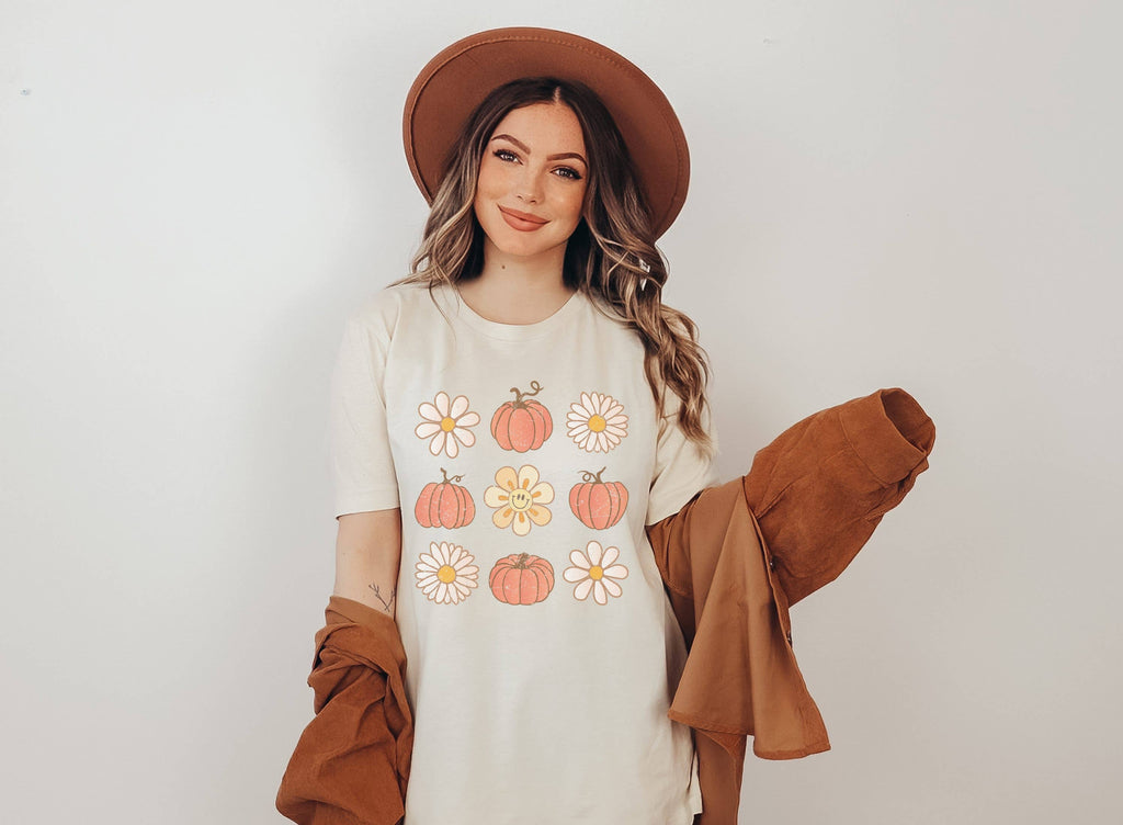 Vintage Pumpkins and Flowers Graphic - Adult & Kids T-Shirts, Sweatshirts & Hoodies apparel design preview 1