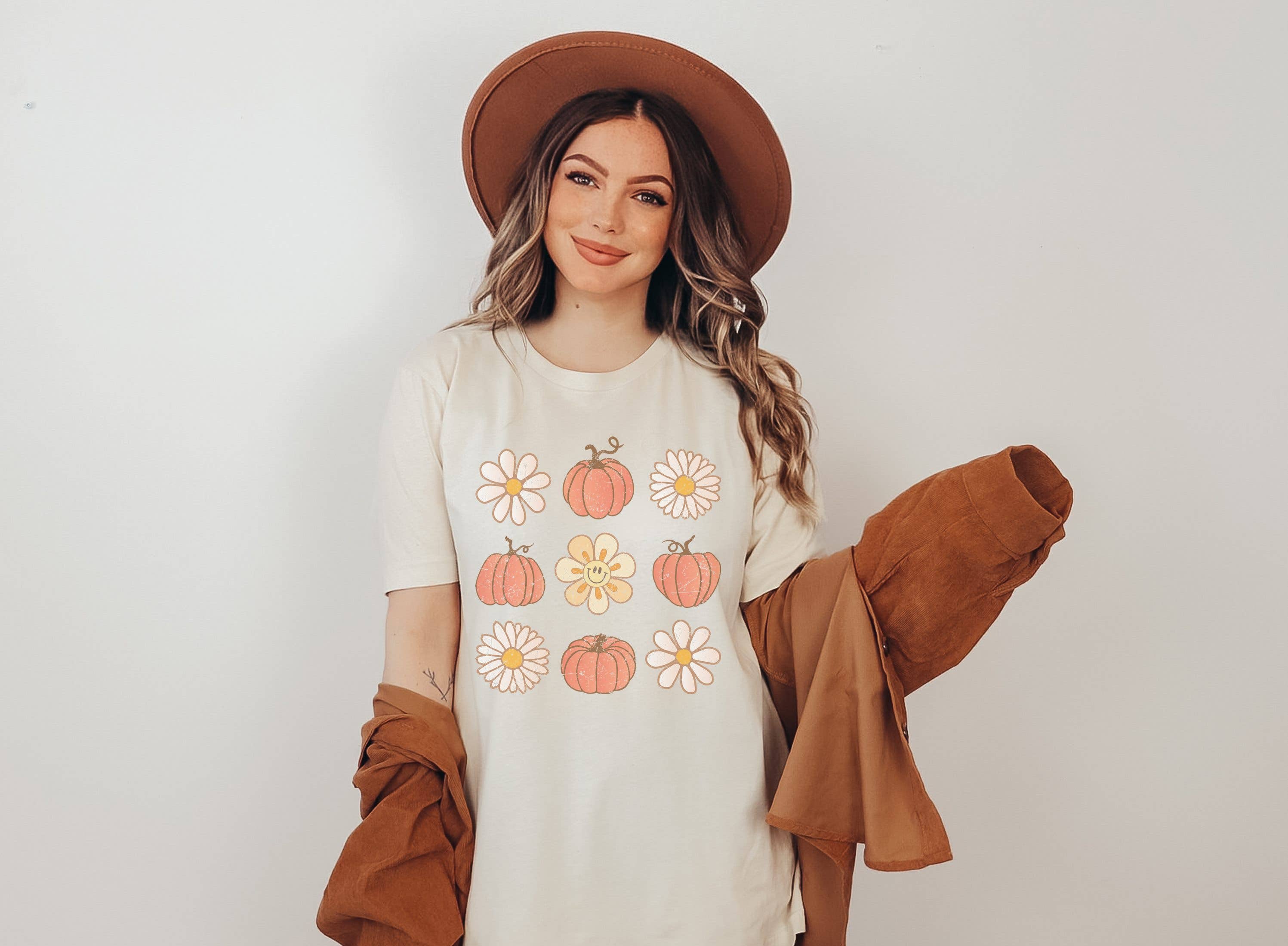 Vintage Pumpkins and Flowers Graphic - Adult & Kids T-Shirts, Sweatshirts & Hoodies apparel design preview 1
