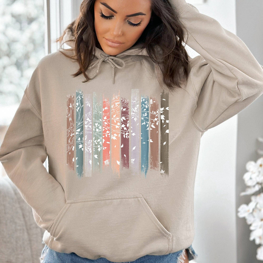 Falling Leaves, Botanical Stripes - Adult & Kids T-Shirts, Sweatshirts & Hoodies apparel design preview 1
