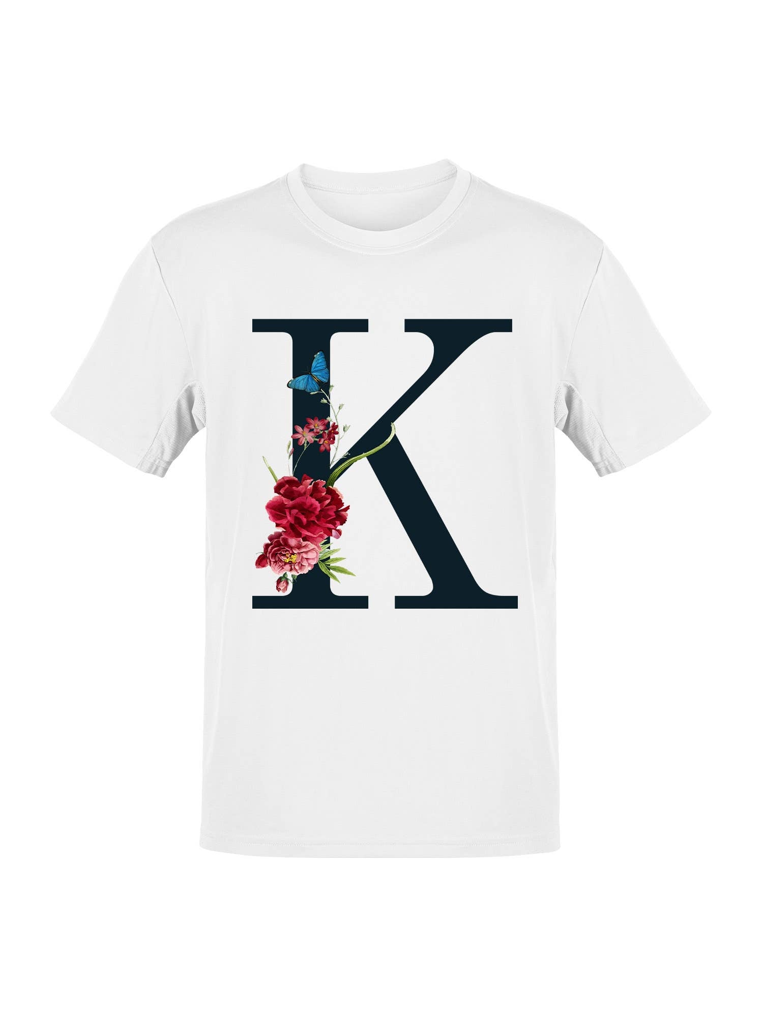 Floral Monogram K with Butterfly Women's - Adult & Kids T-Shirts, Sweatshirts & Hoodies apparel design preview 1