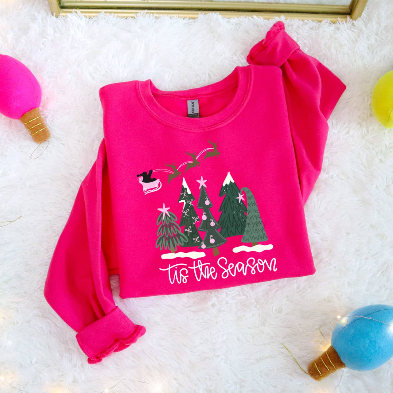 Tis the Season Santa Sleigh - Adult & Kids T-Shirts, Sweatshirts & Hoodies apparel design preview 1