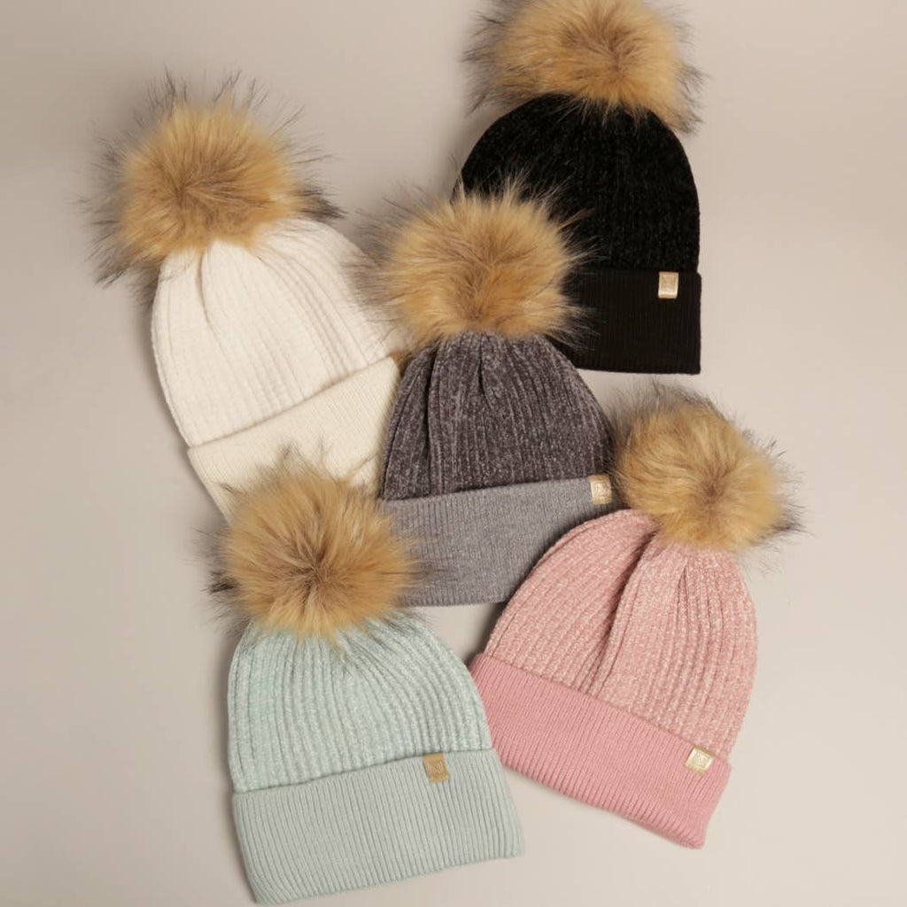 Winter Solid Chenille Cuff Beanie with Pom - Adult & Kids T-Shirts, Sweatshirts & Hoodies apparel design preview 1
