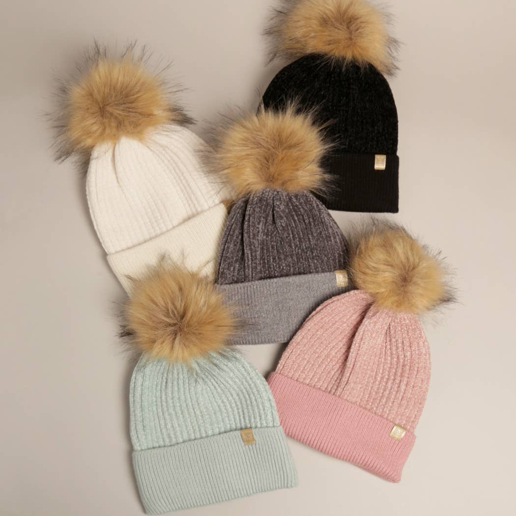 Winter Solid Chenille Cuff Beanie with Pom - Adult & Kids T-Shirts, Sweatshirts & Hoodies apparel design preview 1