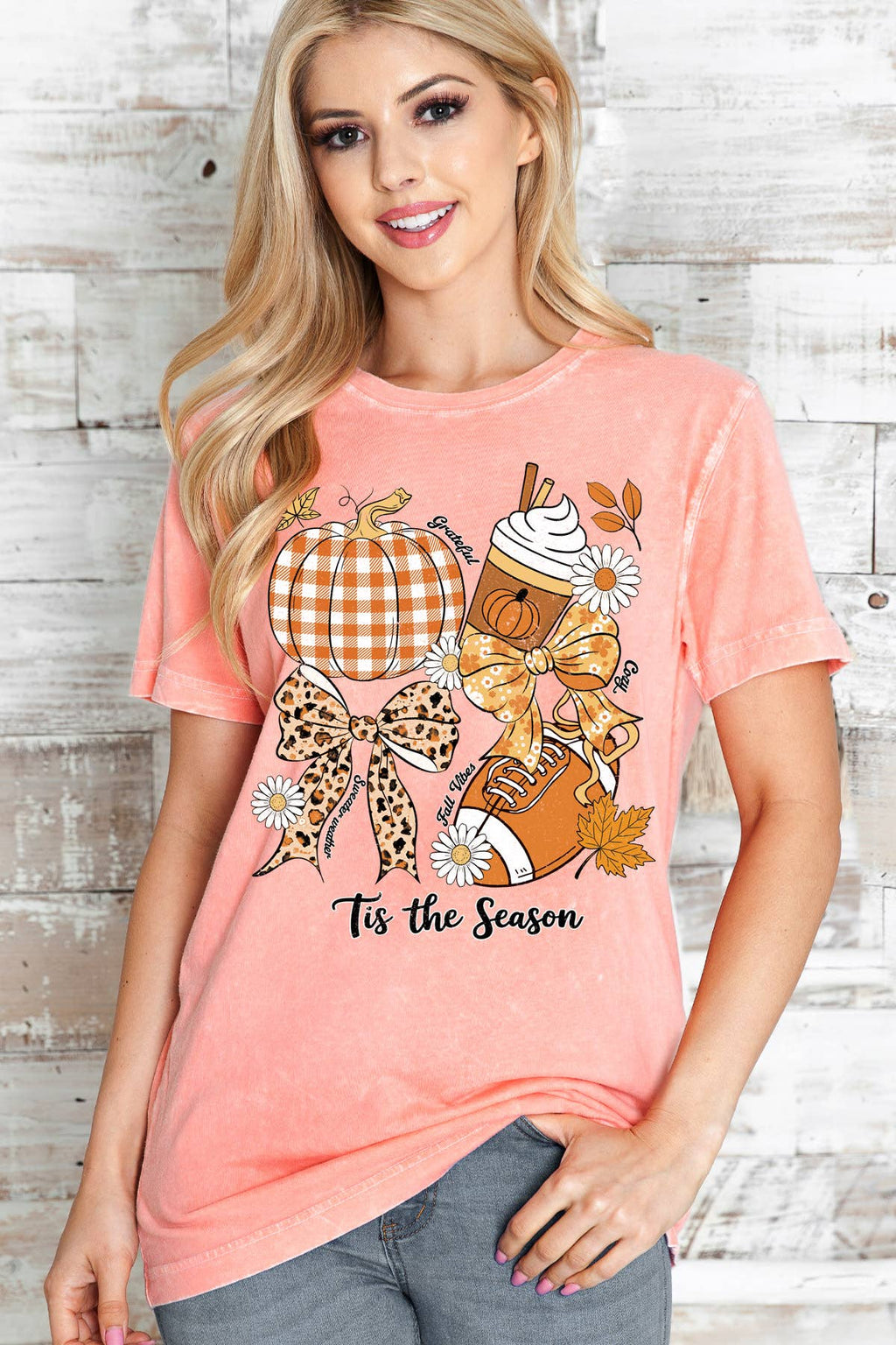 Women Fall Theme Graphic Print Mineral Wash Top - Adult & Kids T-Shirts, Sweatshirts & Hoodies apparel design preview 1