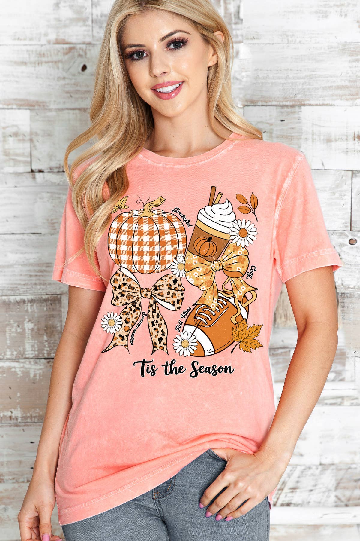 Women Fall Theme Graphic Print Mineral Wash Top - Adult & Kids T-Shirts, Sweatshirts & Hoodies apparel design preview 1