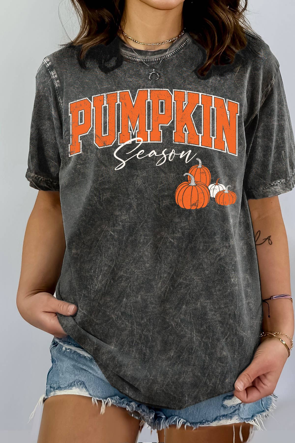 Women Pumpkin Graphic Print Mineral Wash Top - Adult & Kids T-Shirts, Sweatshirts & Hoodies apparel design preview 1