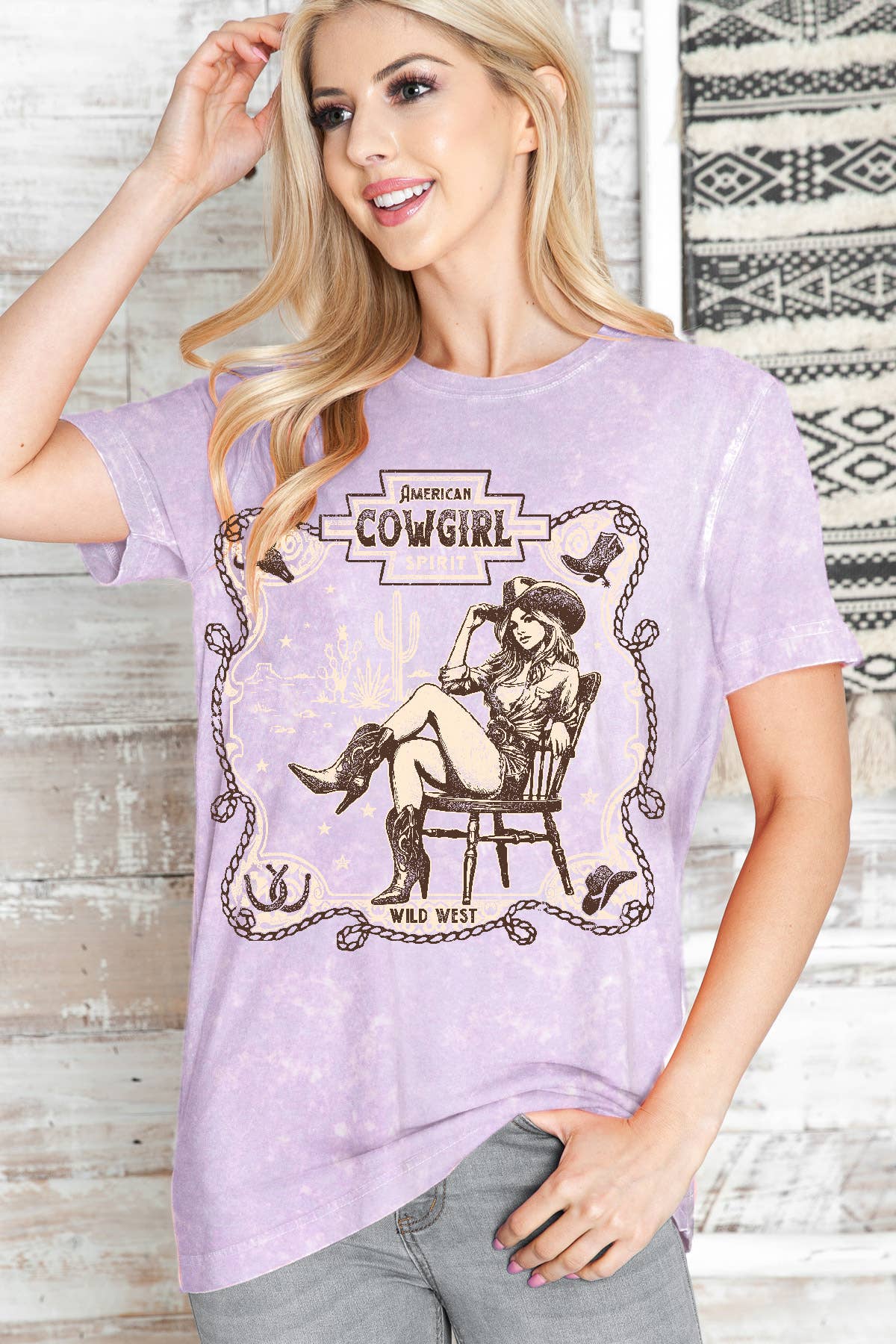 Women Cowgirl Graphic Print Mineral Wash Top - Adult & Kids T-Shirts, Sweatshirts & Hoodies apparel design preview 1