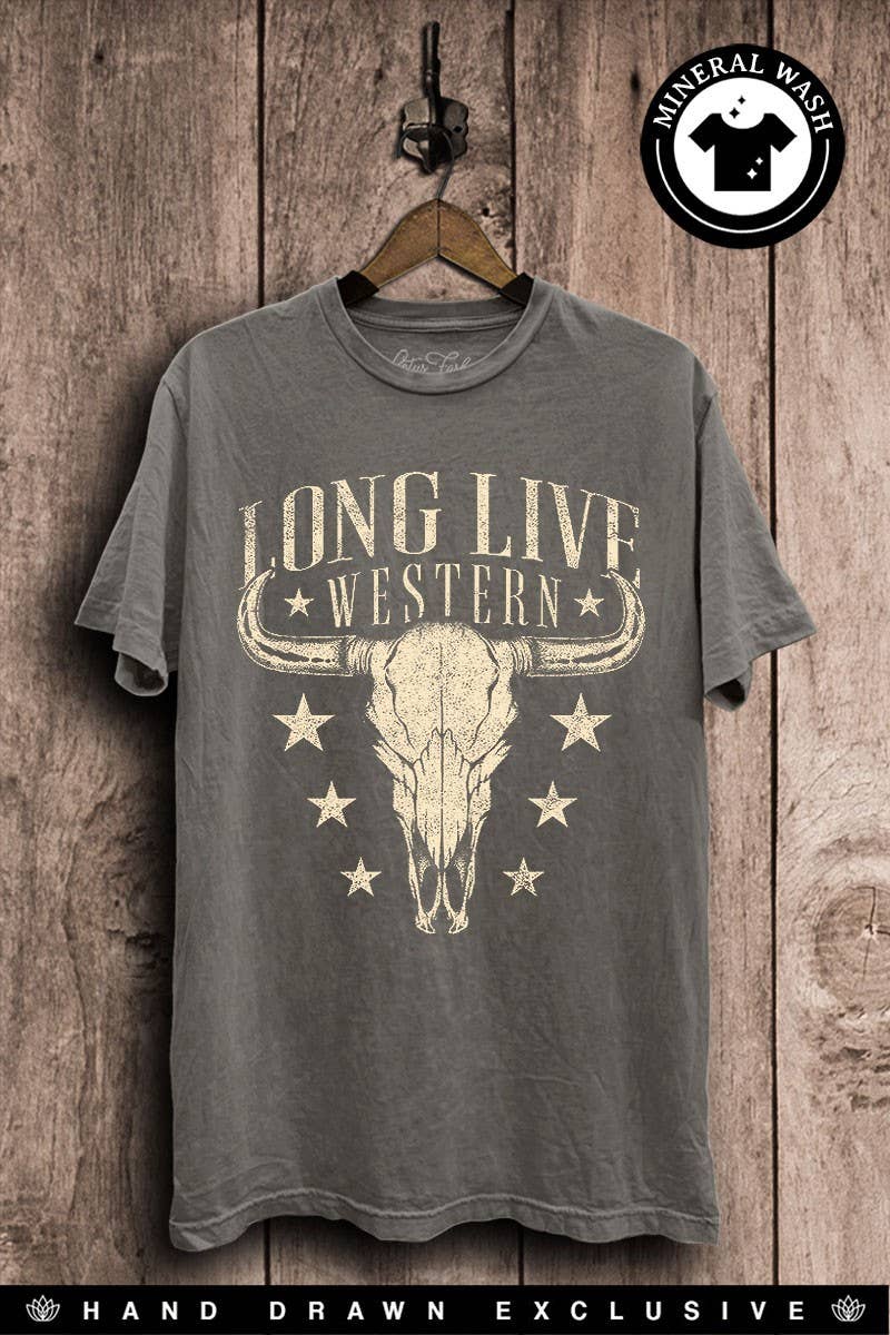 Long Live Western Cow Skull Graphic Top - Adult & Kids T-Shirts, Sweatshirts & Hoodies apparel design preview 1