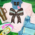 Sequins Football Bow Patch Light Pink Crewneck - Adult & Kids T-Shirts, Sweatshirts & Hoodies apparel design preview 1