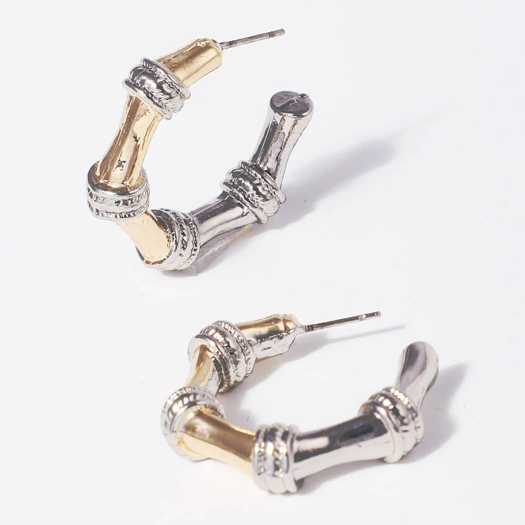 Bamboo Inspired Two Tone Hoop Post Earrings - Adult & Kids T-Shirts, Sweatshirts & Hoodies apparel design preview 1