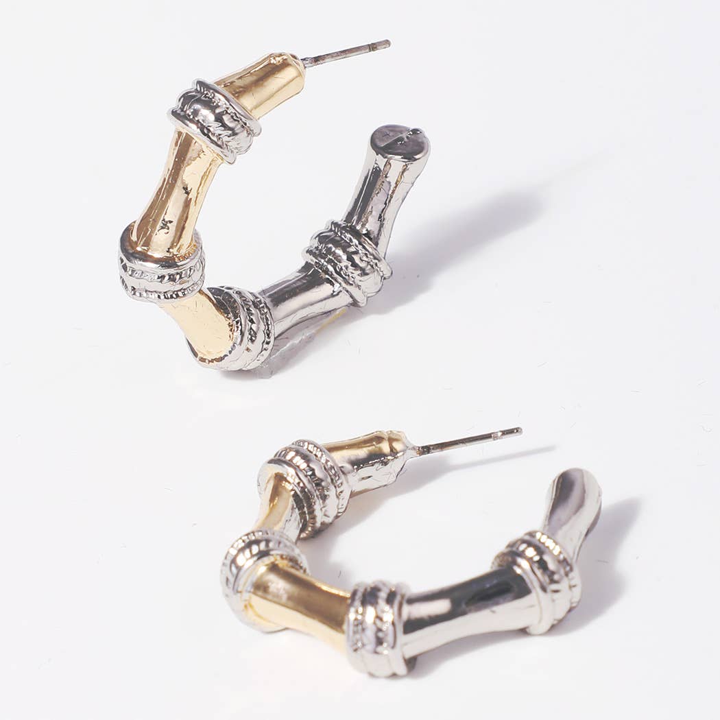 Bamboo Inspired Two Tone Hoop Post Earrings - Adult & Kids T-Shirts, Sweatshirts & Hoodies apparel design preview 1