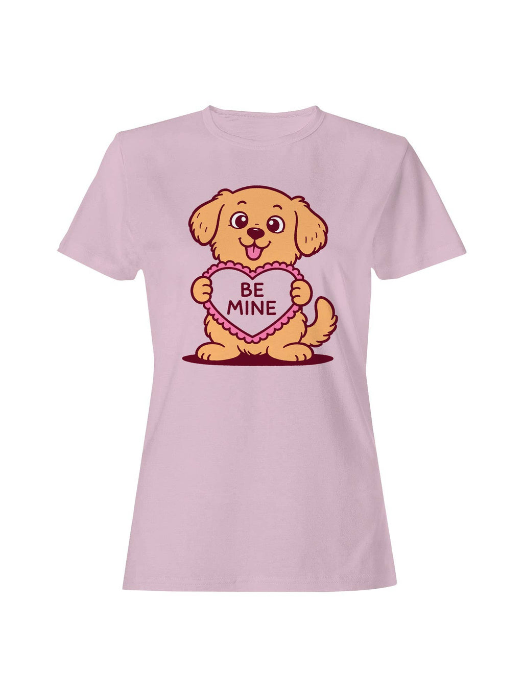 Cute Dog Holding Be Mine Heart Women's - Adult & Kids T-Shirts, Sweatshirts & Hoodies apparel design preview 1