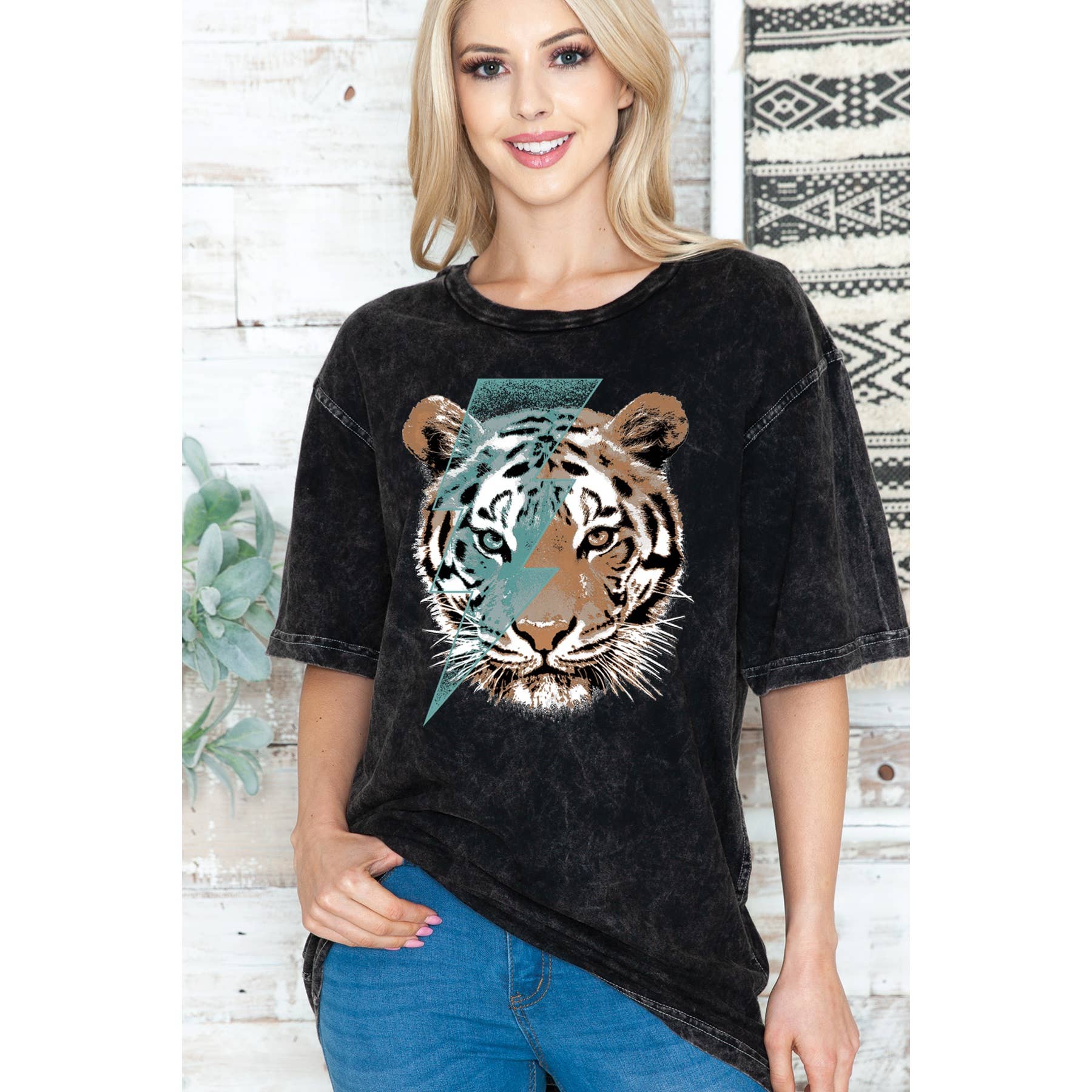 Tiger Light Bolt Unisex Oversized Mineral Wash - Adult & Kids T-Shirts, Sweatshirts & Hoodies apparel design preview 1