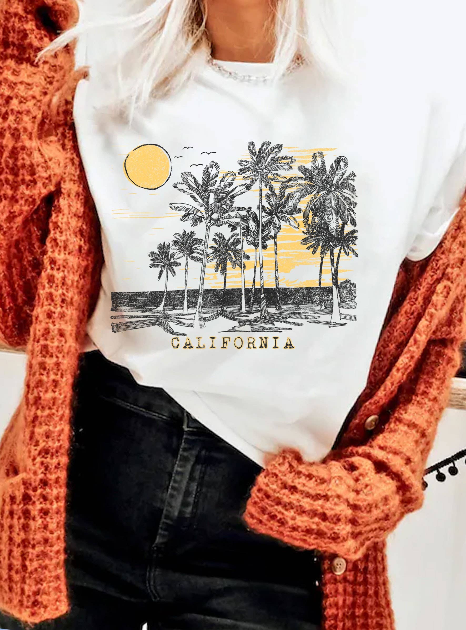California Palm Tree Graphic - Adult & Kids T-Shirts, Sweatshirts & Hoodies apparel design preview 1