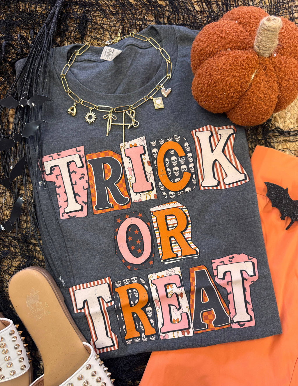 Trick or Treat Patchwork - Adult & Kids T-Shirts, Sweatshirts & Hoodies apparel design preview 1
