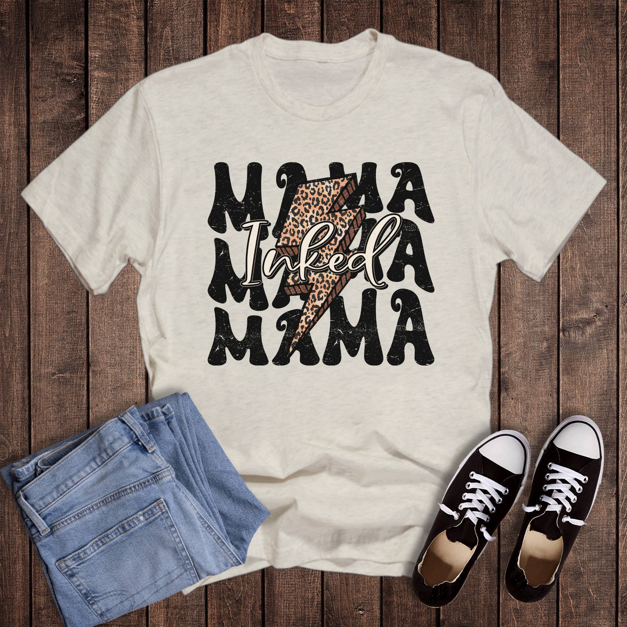 Retro Lightning Bolt Inked Mama Graphic - Adult & Kids T-Shirts, Sweatshirts & Hoodies apparel design preview 1