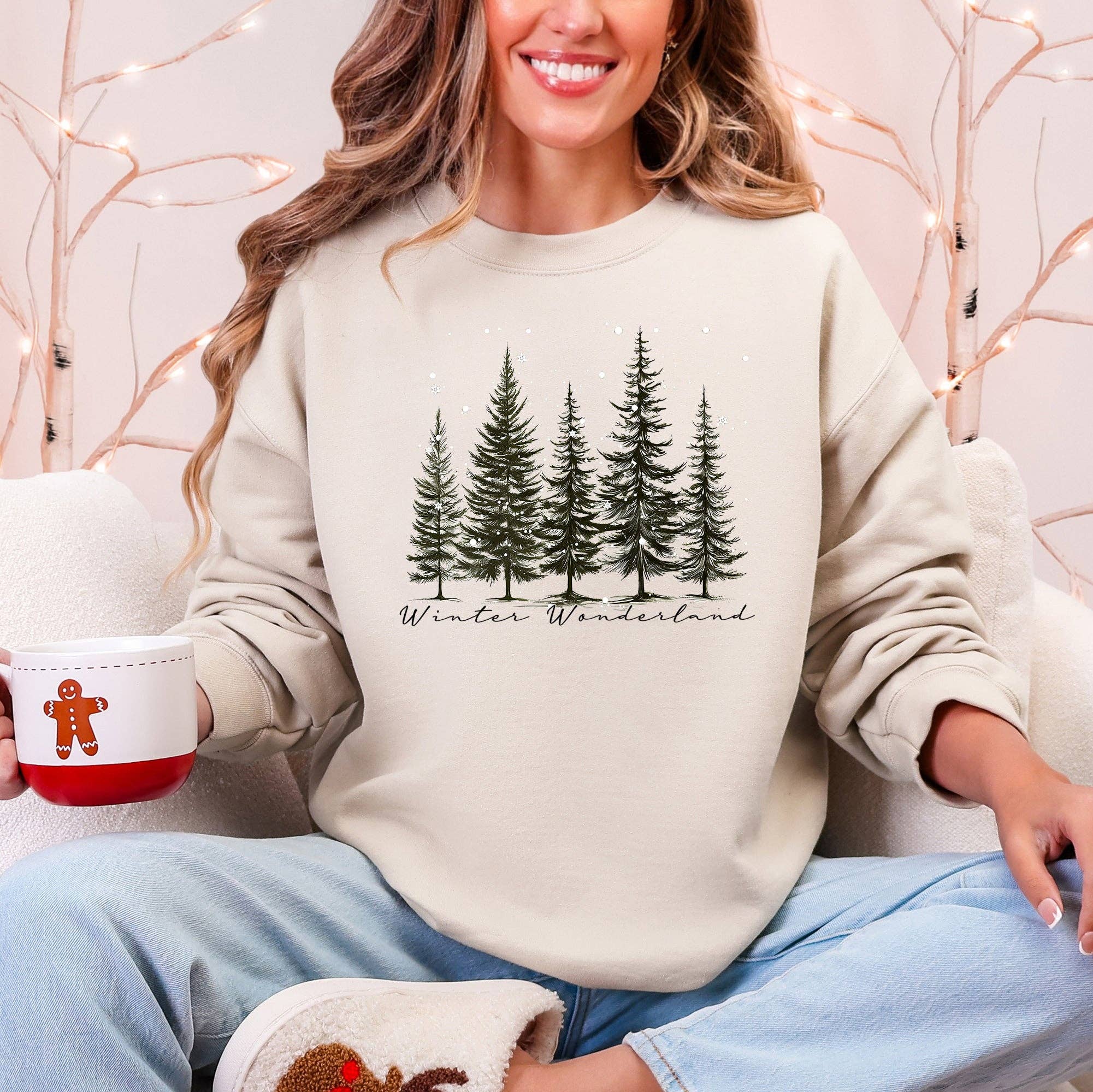 Winter Wonderland, Christmas Trees, Snow - Adult & Kids T-Shirts, Sweatshirts & Hoodies apparel design preview 1