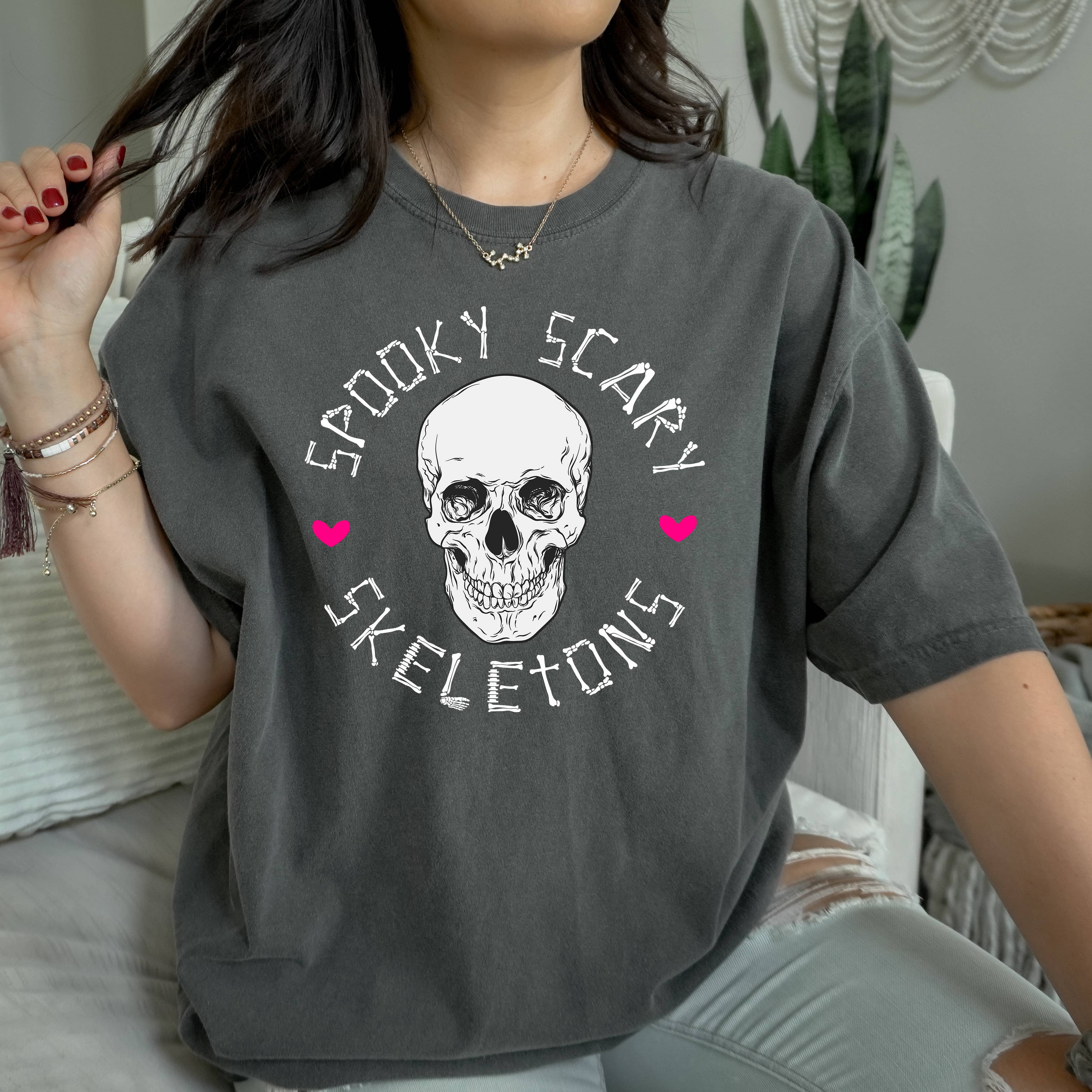 Spooky Scary Skeleton Halloween Sizes S-2XL - Adult & Kids T-Shirts, Sweatshirts & Hoodies apparel design preview 1