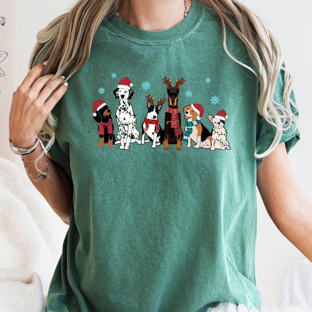 Christmas Dogs, Frenchie, Dog Lovers, Santa, Pet - Adult & Kids T-Shirts, Sweatshirts & Hoodies apparel design preview 1
