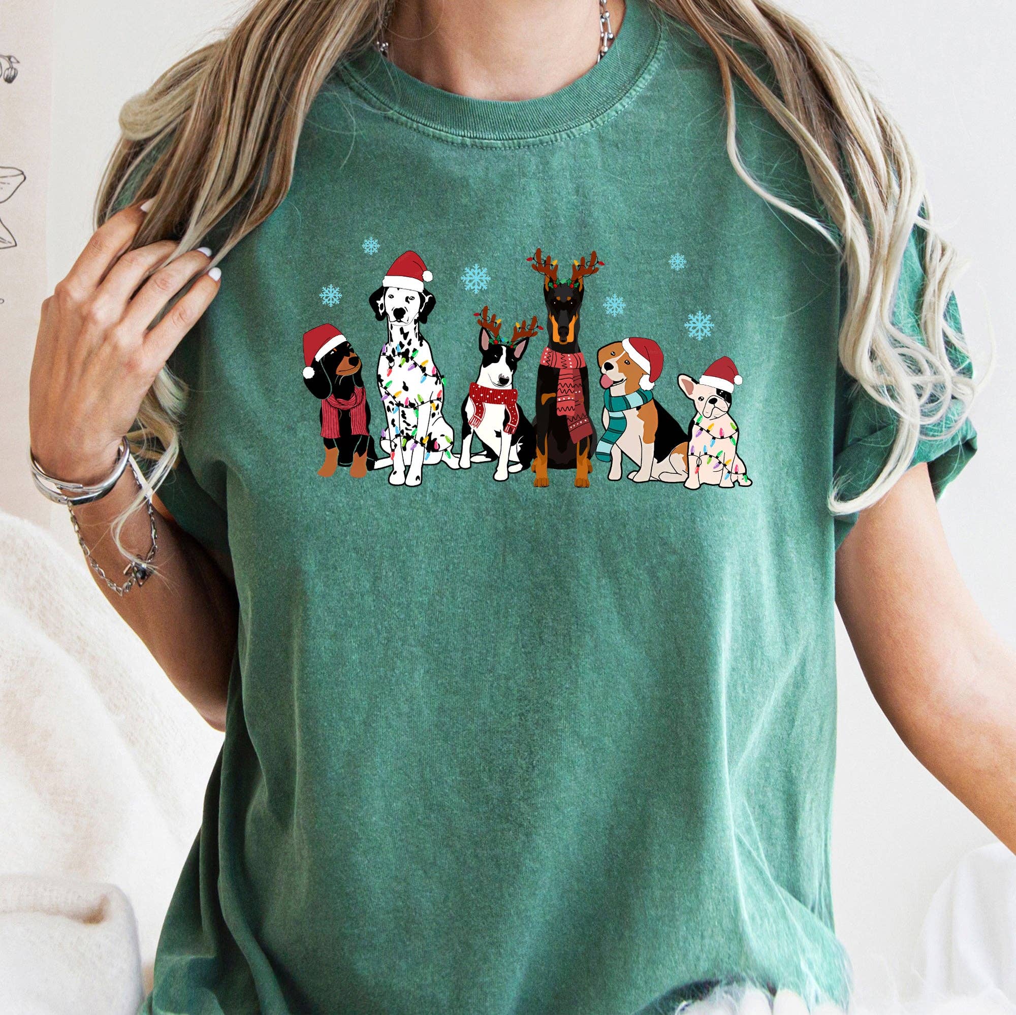 Christmas Dogs, Frenchie, Dog Lovers, Santa, Pet - Adult & Kids T-Shirts, Sweatshirts & Hoodies apparel design preview 1