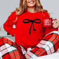 Merry Christmas Bow Red Cozy Holiday Graphic - Adult & Kids T-Shirts, Sweatshirts & Hoodies apparel design preview 1
