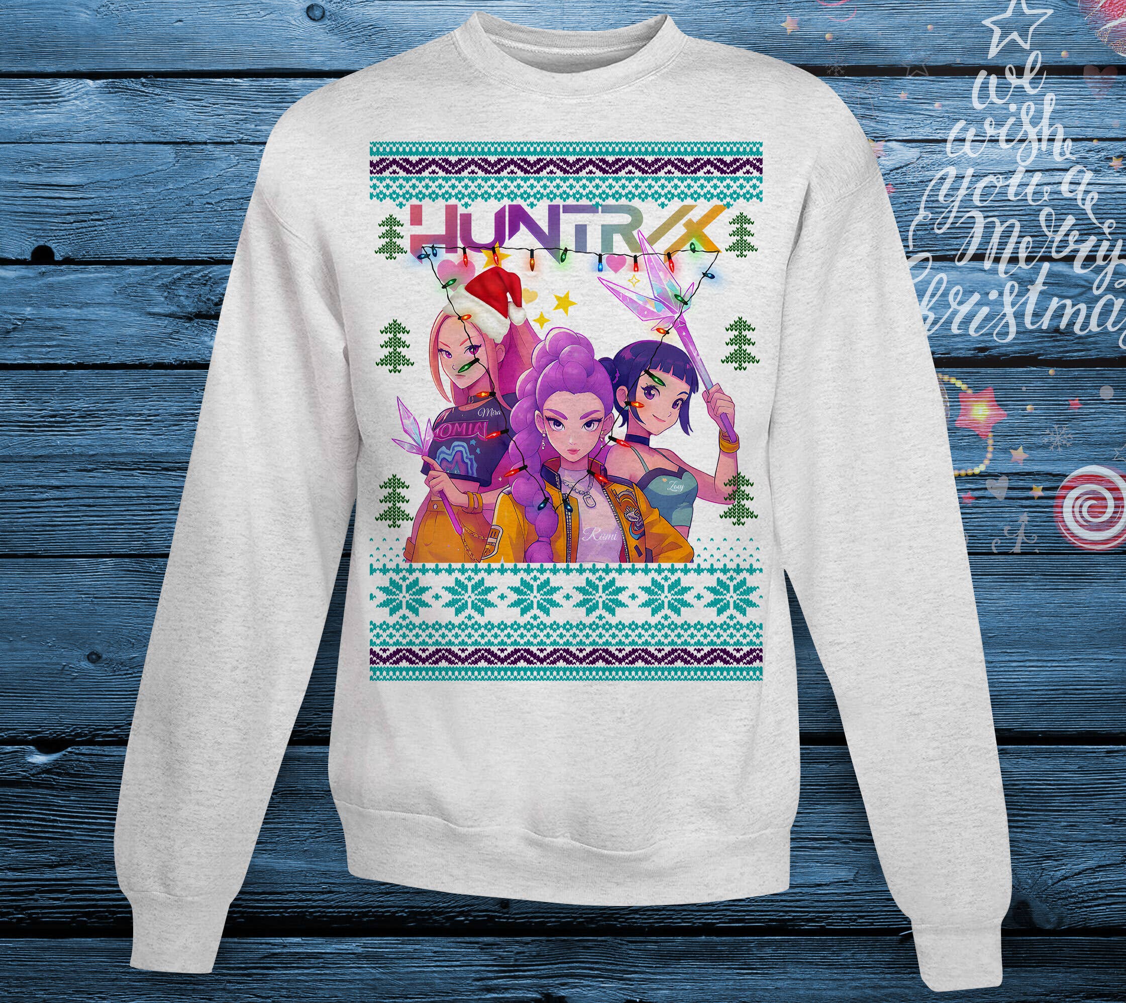 Huntrix Band K-Pop Demon Inspired Ugly Christmas - Adult & Kids T-Shirts, Sweatshirts & Hoodies apparel design preview 1