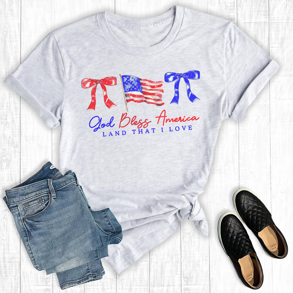 Retro Coquette 4th of July God Bless the Land Graphic - Adult & Kids T-Shirts, Sweatshirts & Hoodies apparel design preview 1