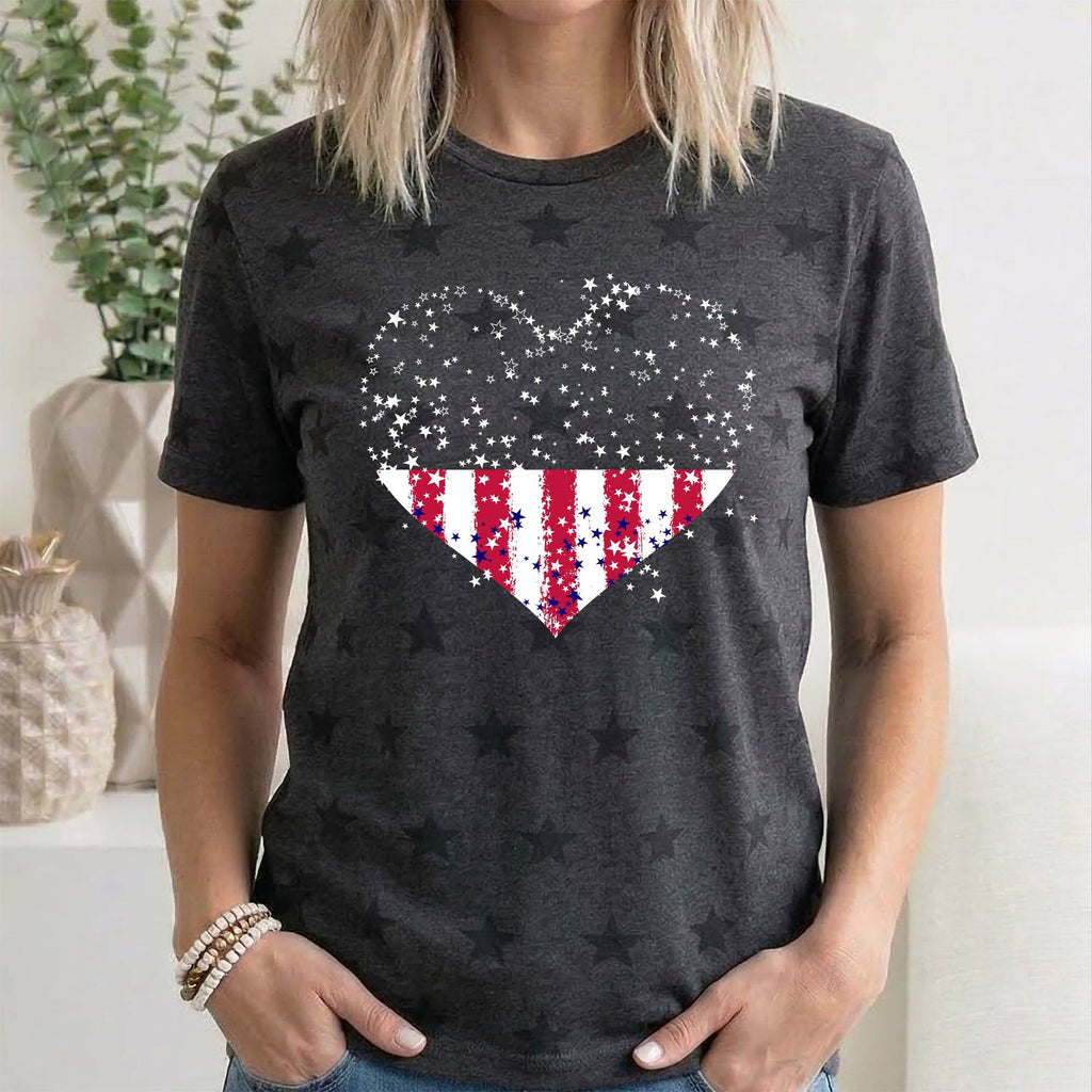 Star Hearts, Patriotic, 4th of July, Pattern - Adult & Kids T-Shirts, Sweatshirts & Hoodies apparel design preview 1