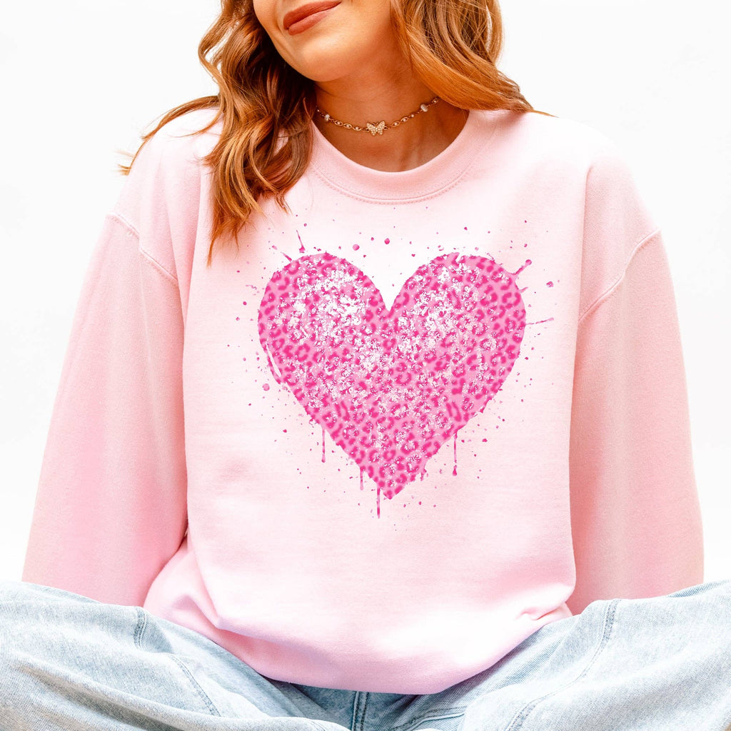 Pink Leopard Print Heart Valentine's Day, Love, - Adult & Kids T-Shirts, Sweatshirts & Hoodies apparel design preview 1