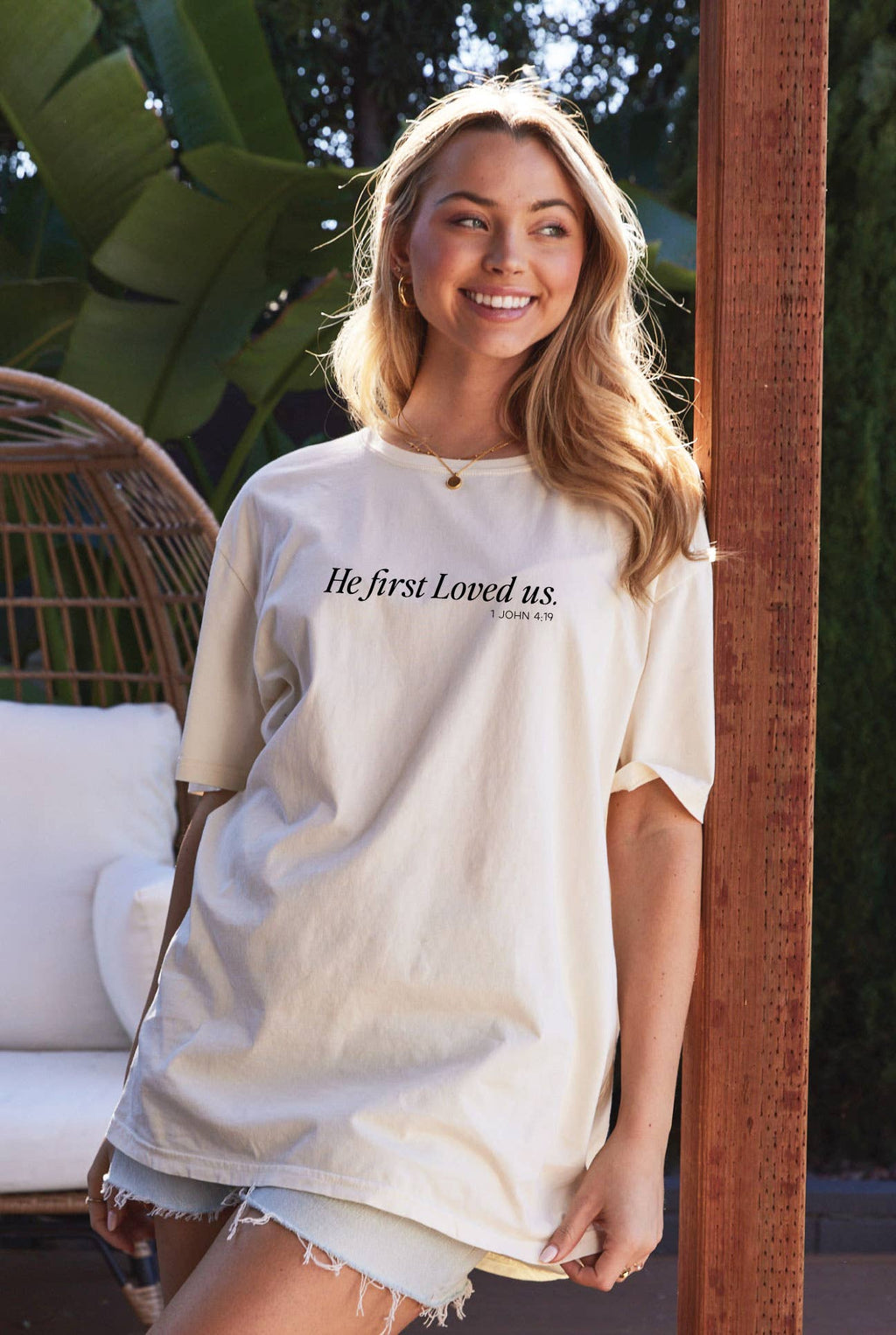 He First Loved Us Oversized Graphic Top - Adult & Kids T-Shirts, Sweatshirts & Hoodies apparel design preview 1