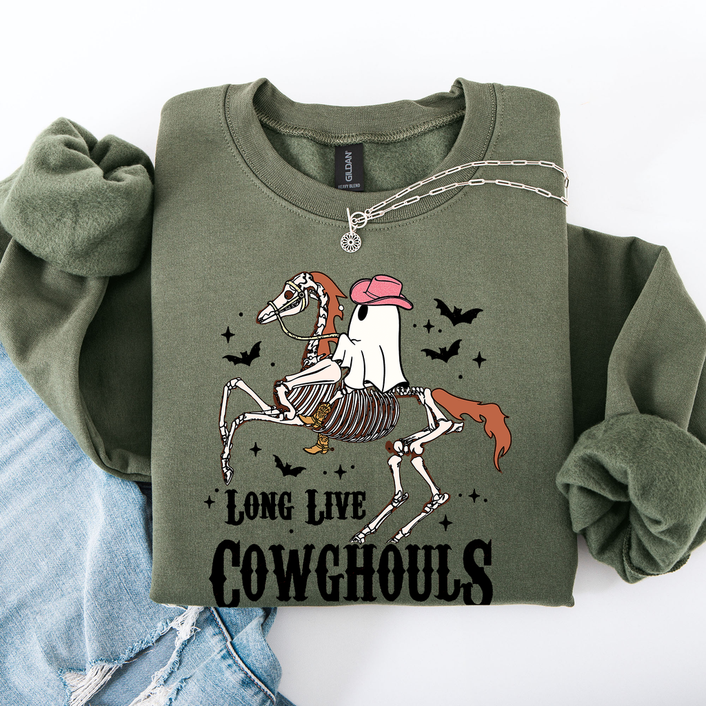 Long Live Cowghouls Ghost, Horse, Halloween - Adult & Kids T-Shirts, Sweatshirts & Hoodies apparel design preview 1