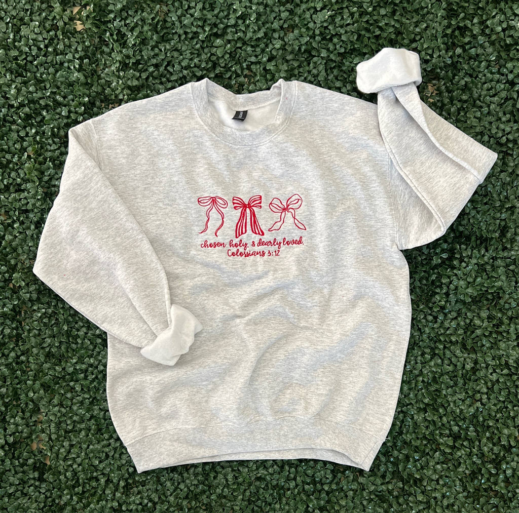 Embroidered: Chosen, Holy, and Dearly Loved On Ash - Adult & Kids T-Shirts, Sweatshirts & Hoodies apparel design preview 1